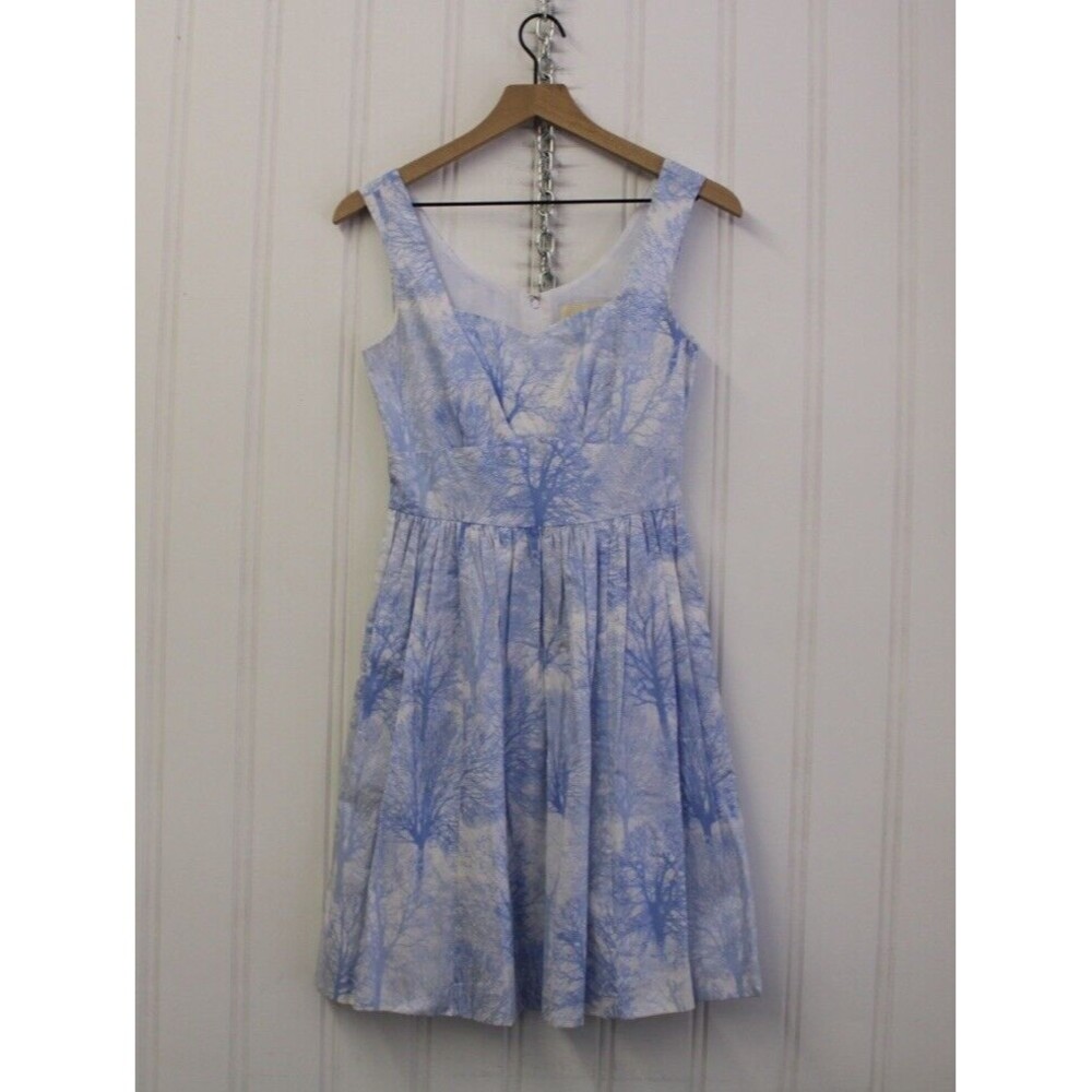 Modcloth Snowflake Tree Glitter Blue Dress Snowball Formal Size XS
